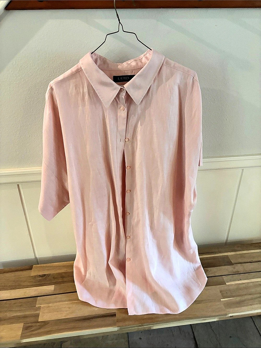 Lauren Ralph Lauren Linen Button Down Shirt in Pink Size 3X Like New